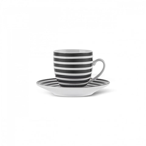 Karaca Yaren 4-Piece Bone China Turkish Coffee Cup Set for 2 People, 80ml, Black