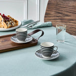 Karaca Yaren 4-Piece Bone China Turkish Coffee Cup Set for 2 People, 80ml, Black