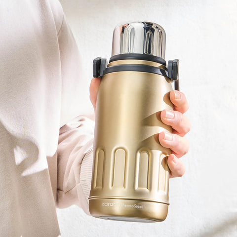 Karaca Adent Leak-Proof Stainless Steel Thermal Flask, 800ml, Gold