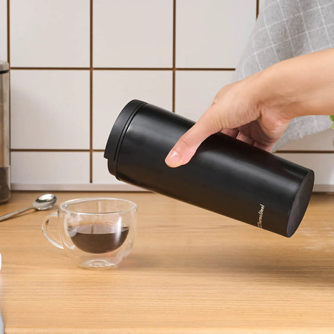 Karaca Sheeny Stainless Steel Leak-Proof Flask, 450ml, Black