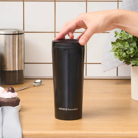 Karaca Sheeny Stainless Steel Leak-Proof Flask, 450ml, Black