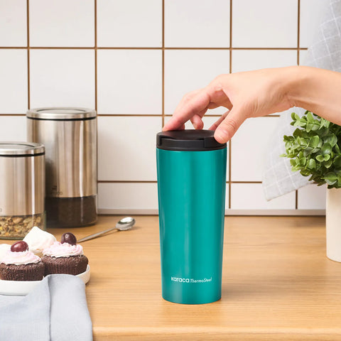 Karaca Sheeny Stainless Steel Leak-Proof Flask, 450ml, Green