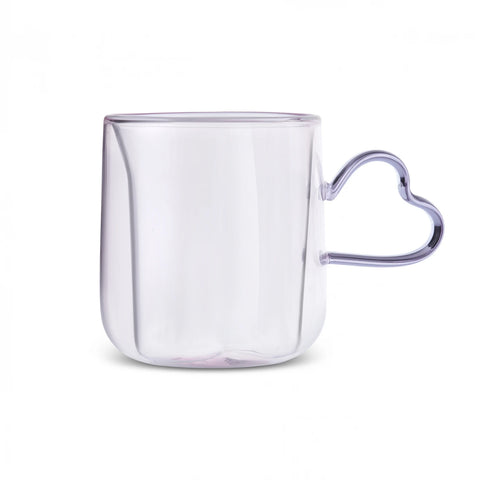 Karaca Pia Lola Double Walled Glass Mug, 300ml, Pink