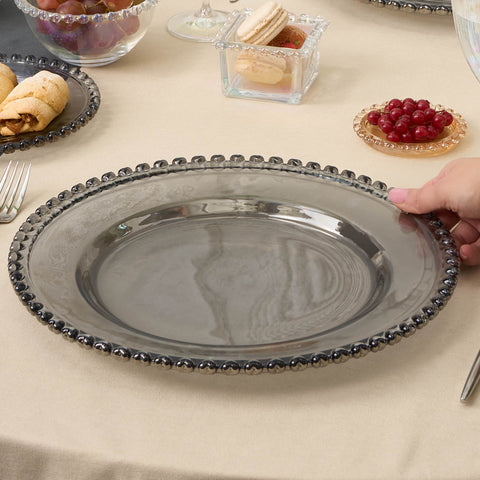 Karaca Rory Glass Charger Plate, 32cm, Grey