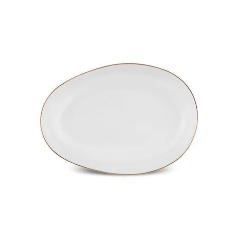Karaca Stream Bone China Middle 53-Piece Dinner Set for 12 People, Gold