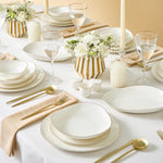 Karaca Stream Bone China Middle 53-Piece Dinner Set for 12 People, Gold