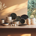 Karaca Earth Collection New Galactic Reactive Glaze 55-Piece Dinner Set for 12 People, White