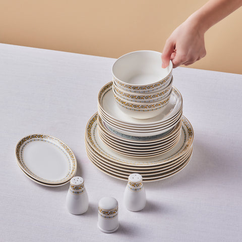 Karaca Forever Bone China Bondi 53-Piece Dinner Set for 12 People, Multi