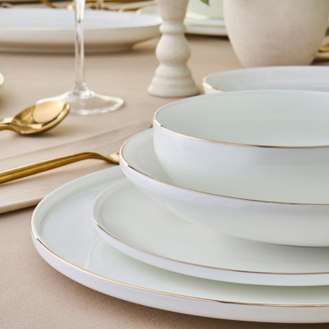 Karaca Fine Bone New Meridian 55-Piece Dinner Set for 12 People, Gold