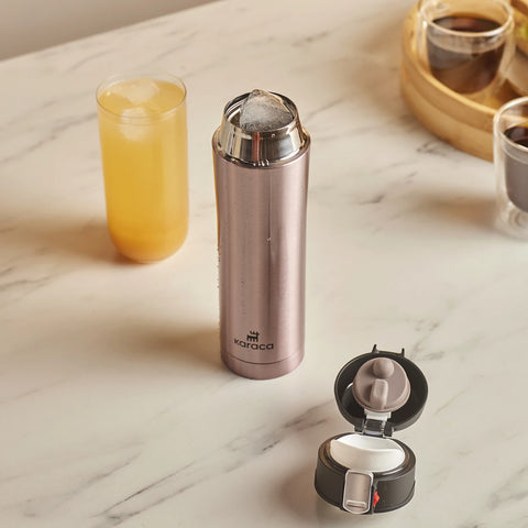 Karaca Pluton Stainless Steel Leak-Proof Flask, 450ml, Rose Gold