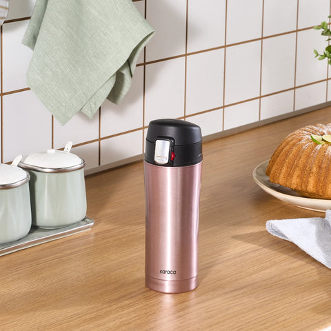 Karaca Pluton Stainless Steel Leak-Proof Flask, 450ml, Rose Gold