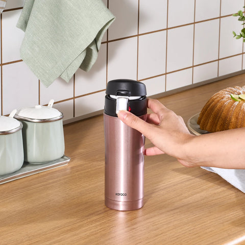 Karaca Pluton Stainless Steel Leak-Proof Flask, 450ml, Rose Gold