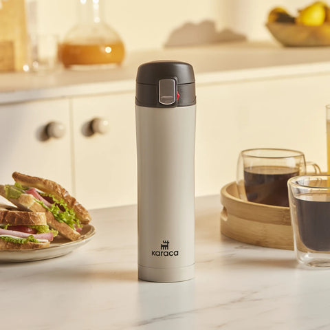 Karaca Pluton Stainless Steel Leak-Proof Flask, 450ml, Cream