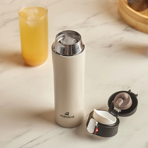 Karaca Pluton Stainless Steel Leak-Proof Flask, 450ml, Cream