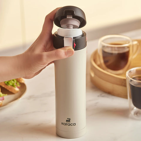 Karaca Pluton Stainless Steel Leak-Proof Flask, 450ml, Cream