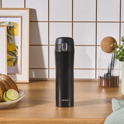 Karaca Pluton Stainless Steel Leak-Proof Flask, 450ml, Black