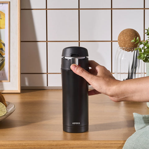 Karaca Pluton Stainless Steel Leak-Proof Flask, 350ml, Black