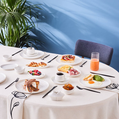 Karaca Stream Bone China Hole 34-Piece Serveware Set for 6 People, White