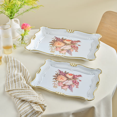 Karaca Bouquet Double Rectangular Tray, 42cm