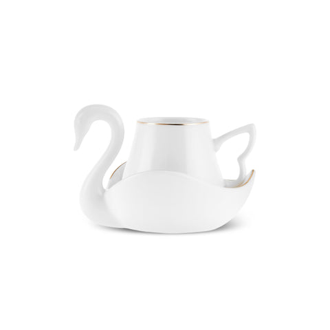 Karaca Swan 12-Piece Bone China Espresso Turkish Coffee Cup Set for 6 People, 90ml, Multi