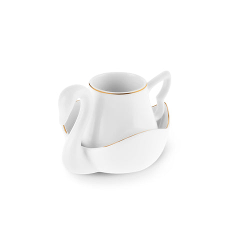 Karaca Swan 12-Piece Bone China Espresso Turkish Coffee Cup Set for 6 People, 90ml, Multi