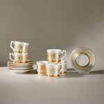 Karaca Aslı 12-Piece Bone China Espresso Turkish Coffee Cup for 6 People, 100ml, Gold