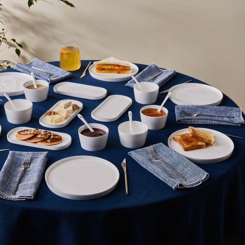 Karaca Forever Bone China Bomo 22-Piece Serveware Set for 6 People, Platin