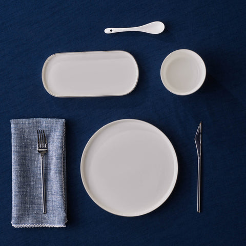 Karaca Forever Bone China Bomo 22-Piece Serveware Set for 6 People, Platin