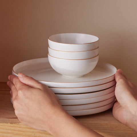 Karaca Forever Bone China Fika 22-Piece Serveware Set for 6 People, Gold