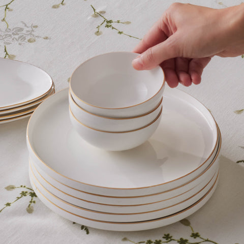 Karaca Forever Bone China Fika 22-Piece Serveware Set for 6 People, Gold