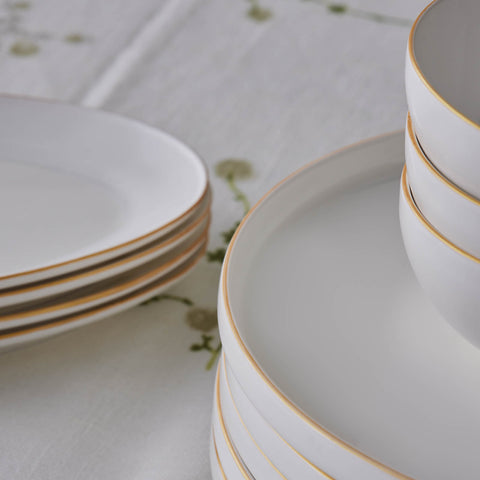 Karaca Forever Bone China Fika 22-Piece Serveware Set for 6 People, Gold