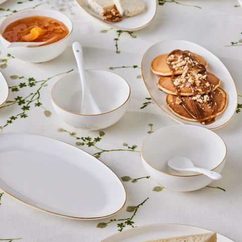 Karaca Forever Bone China Fika 22-Piece Serveware Set for 6 People, Gold