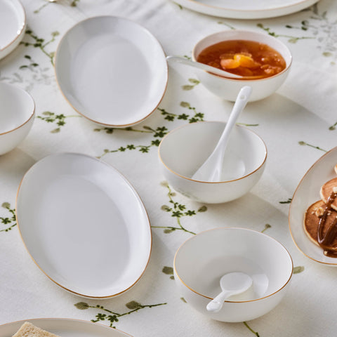 Karaca Forever Bone China Fika 22-Piece Serveware Set for 6 People, Gold