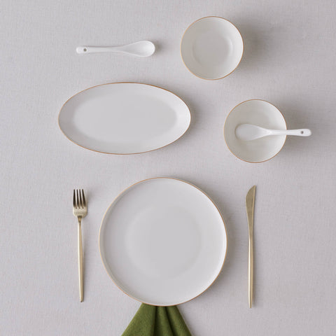 Karaca Forever Bone China Fika 22-Piece Serveware Set for 6 People, Gold