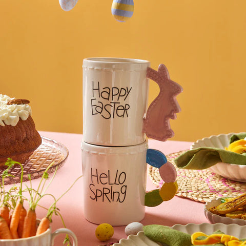 Karaca Easter 25 Dolomite Happy Easter Mug, 540ml, Pink White
