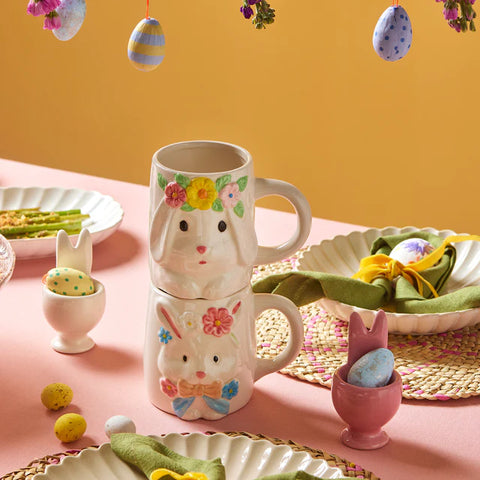 Karaca Easter 25 Dolomite Mrs Bunny Mug, 510ml, White Yellow