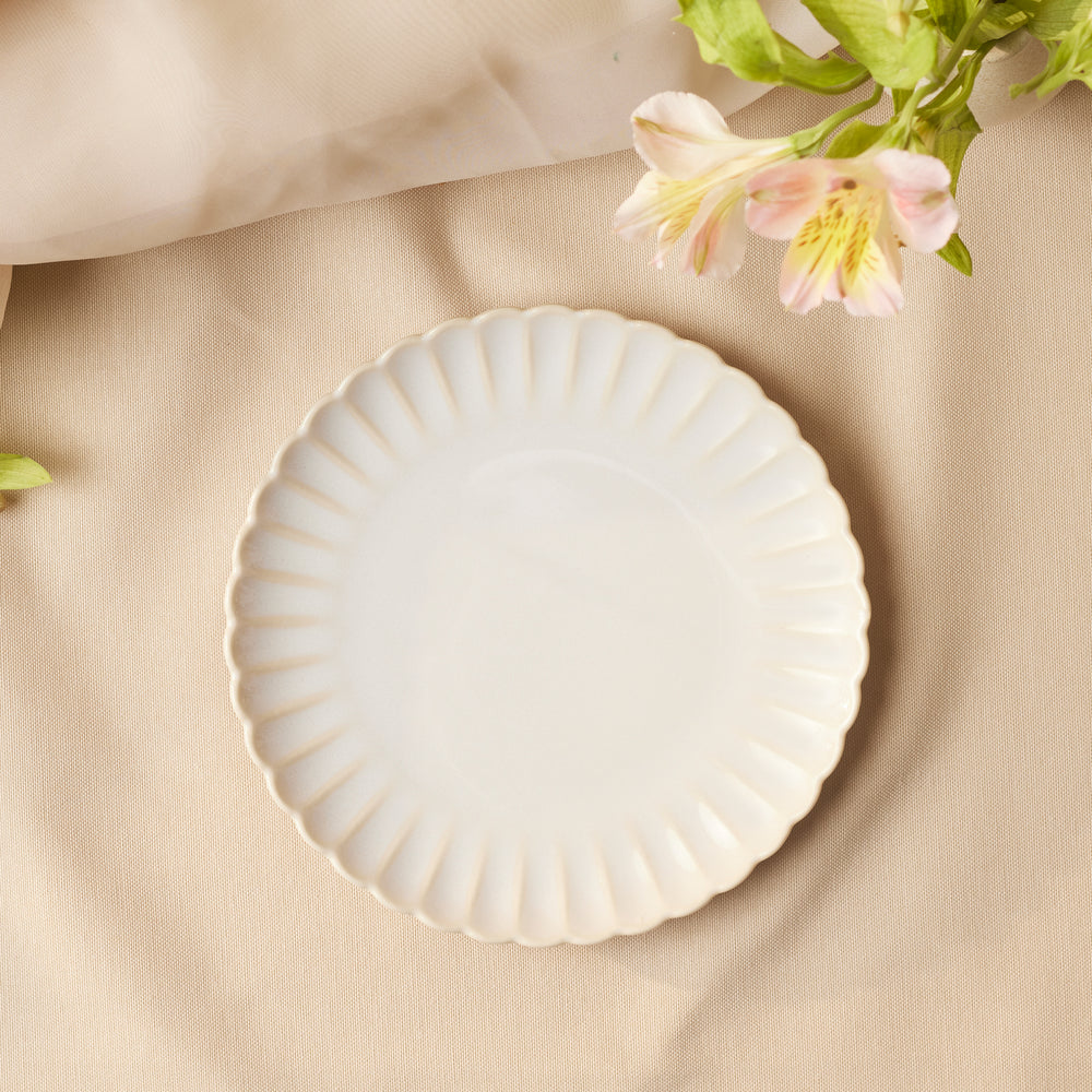 Karaca New Daisy Stoneware Dessert/Side Plate, 21cm, White