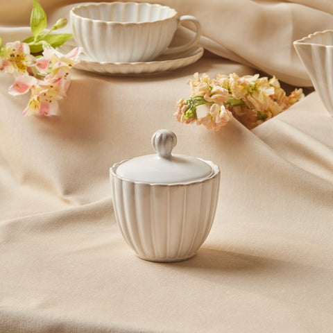 Karaca New Daisy Stoneware Sugar Bowl, 230ml, White