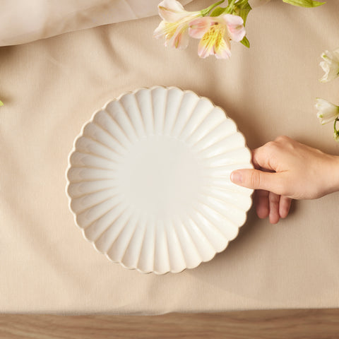 Karaca New Daisy Stoneware Pasta Bowl, 22,5cm, White