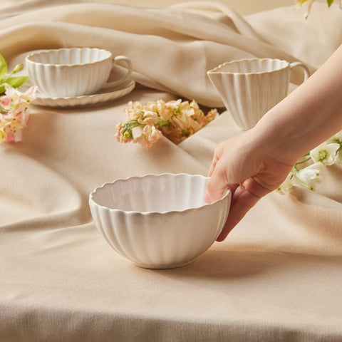 Karaca New Daisy Cereal/Soup Bowl, 15,5cm, White