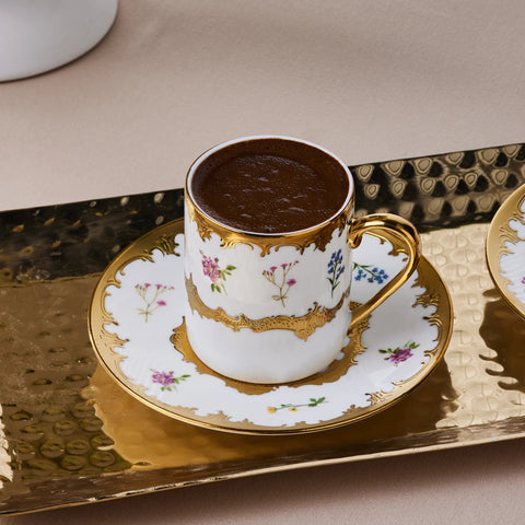 Karaca Bihter 12-Piece Bone China Espresso Turkish Coffee Cup for 6 People, 90ml, Multi