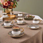 Karaca Belgin 12-Piece Porcelain Espresso Turkish Coffee Cup for 6 People, 90ml, Blue