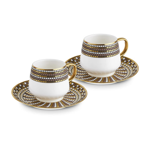 Karaca Belgin 4-Piece Glass Tea Cup and Saucer, 220ml, Multi
