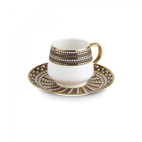 Karaca Belgin 4-Piece Glass Tea Cup and Saucer, 220ml, Multi