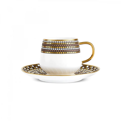 Karaca Belgin 4-Piece Glass Tea Cup and Saucer, 220ml, Multi