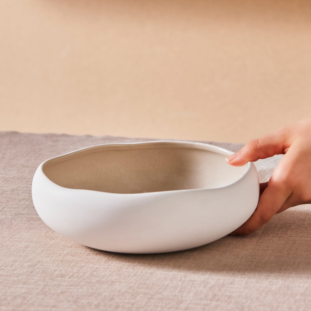 Karaca Earth Collection New Cupid Salad Bowl, 23cm, Beige White