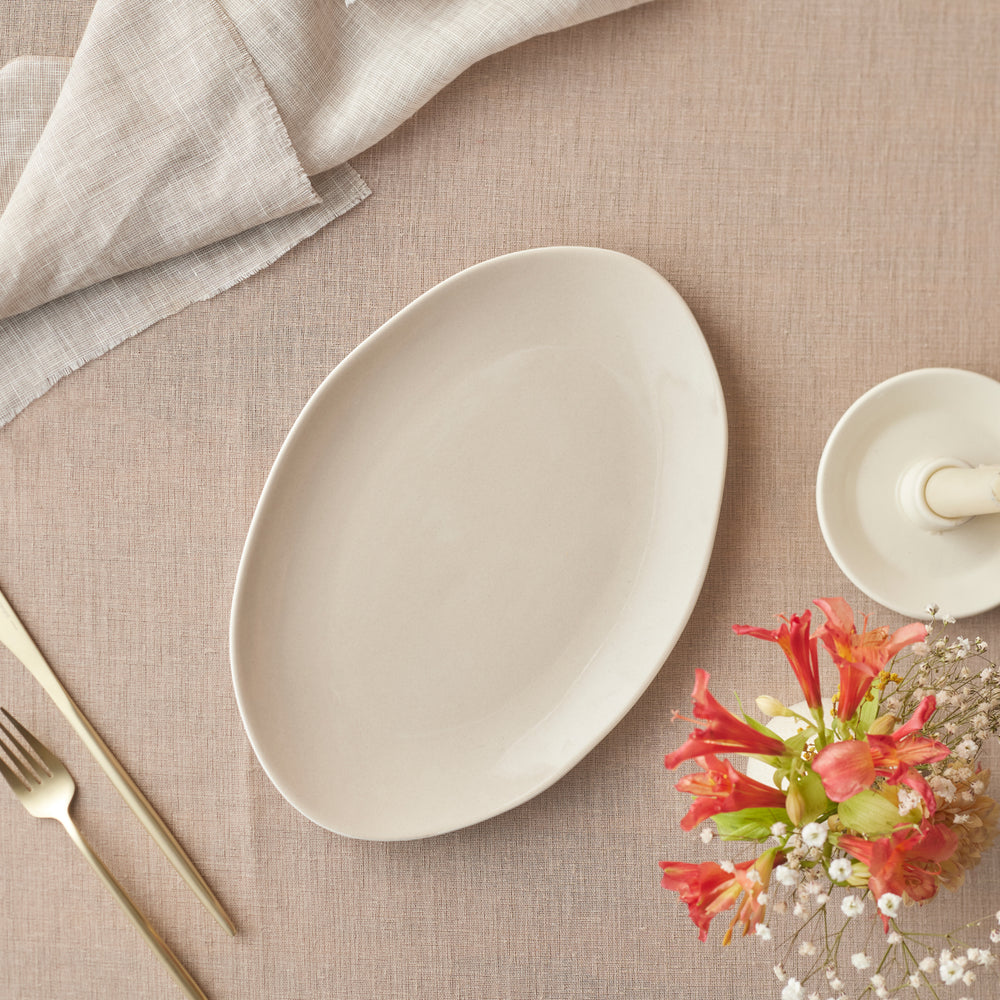 Karaca Earth Collection New Cupid Serving Platters, 30cm, Beige White