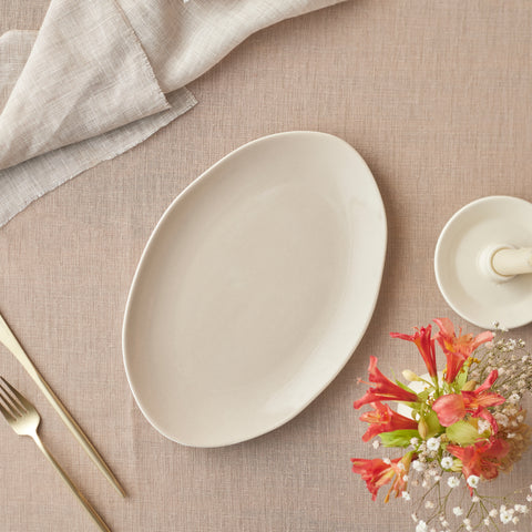 Karaca Earth Collection New Cupid Serving Platters, 30cm, Beige White