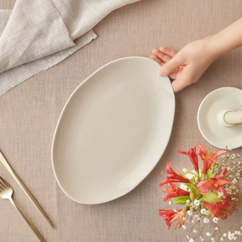 Karaca Earth Collection New Cupid Serving Platters, 30cm, Beige White