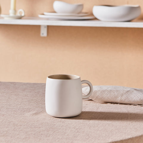 Karaca Earth Collection New Cupid Reactive Glaze Mug, 400ml, Beige White